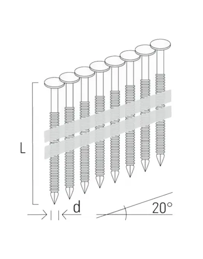 Klince v pásoch plastom spájané - Drážkované R20 3,1x90
