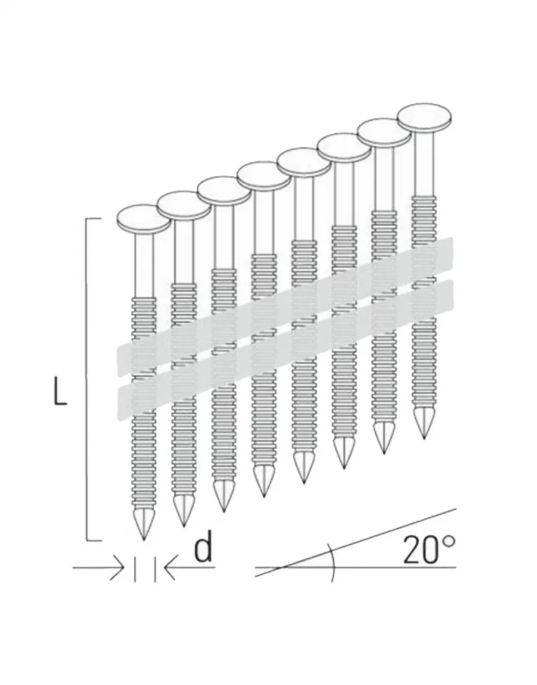 Klince v pásoch plastom spájané - Drážkované R20 3,1x90