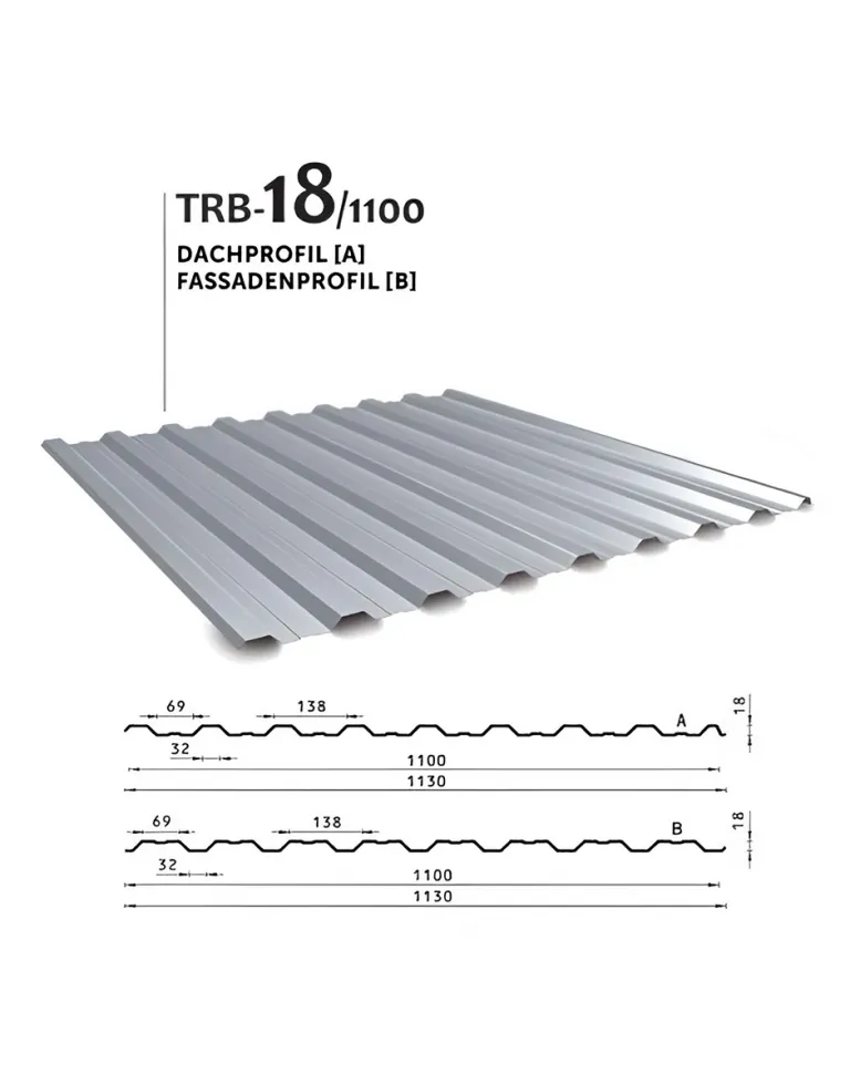 Strešný/fasádny profil TRB - 18/1100