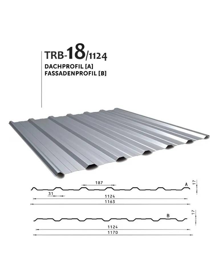 Strešný/fasádny profil TRB - 18/1124