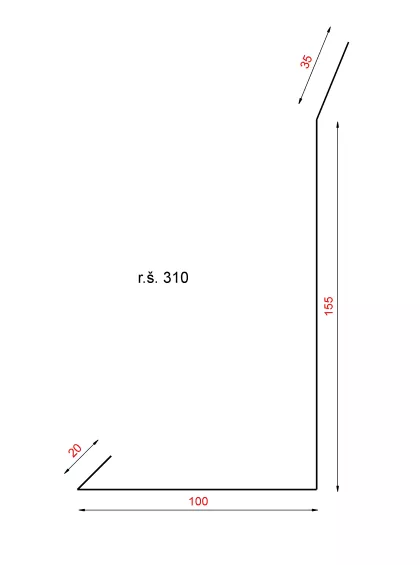 Bočné lemovanie pod krytinu 310mm