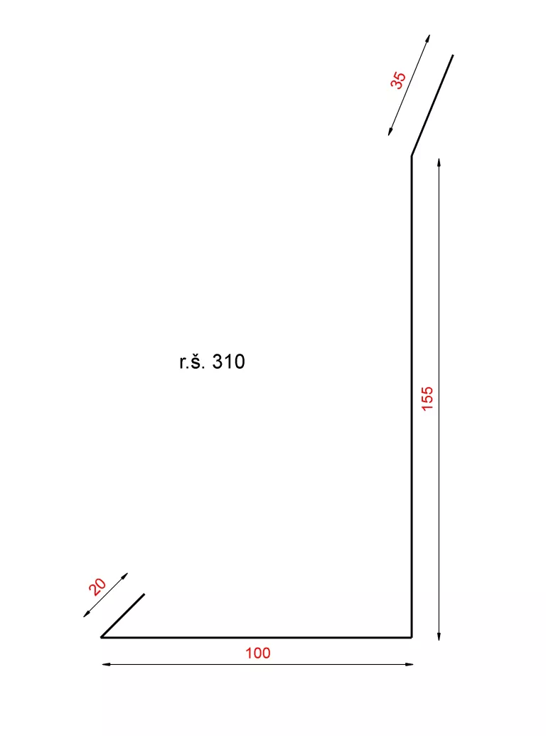 Bočné lemovanie pod krytinu 310mm