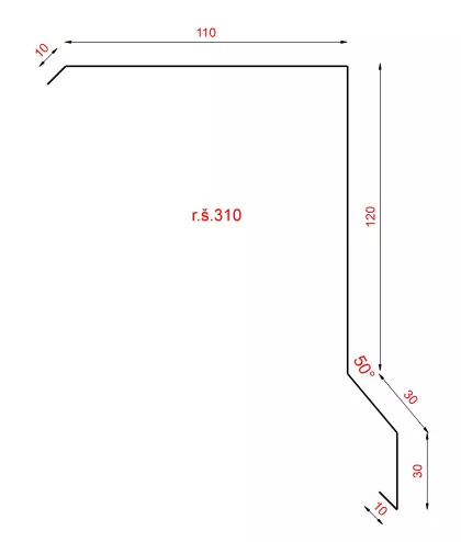 Záveterná lišta na krytinu 310
