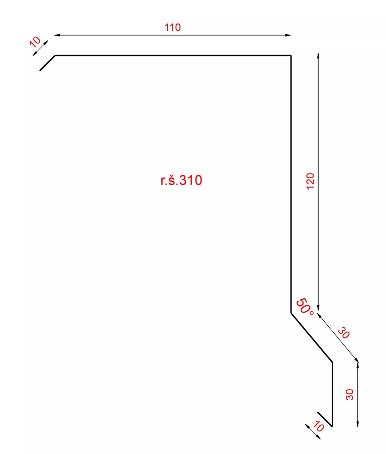 Záveterná lišta na krytinu 310