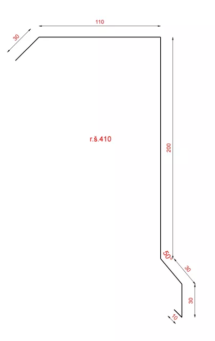 Záveterná lišta na krytinu 410mm