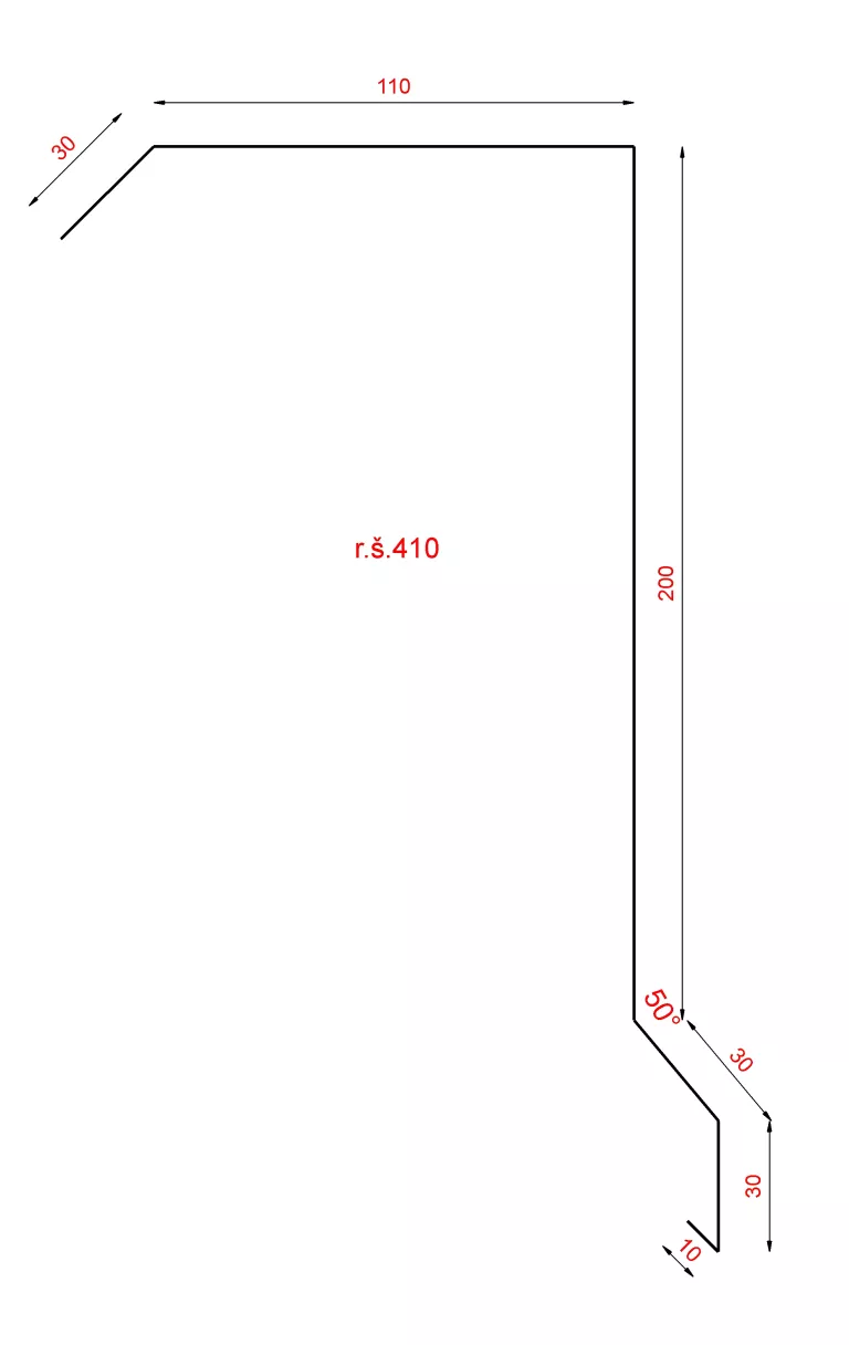 Záveterná lišta na krytinu 410mm